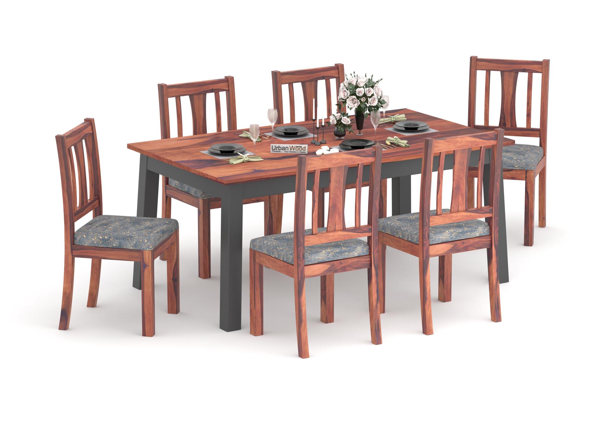 Buy Crispin 6Seater Dining Table Set (Teak Finish) Online in India